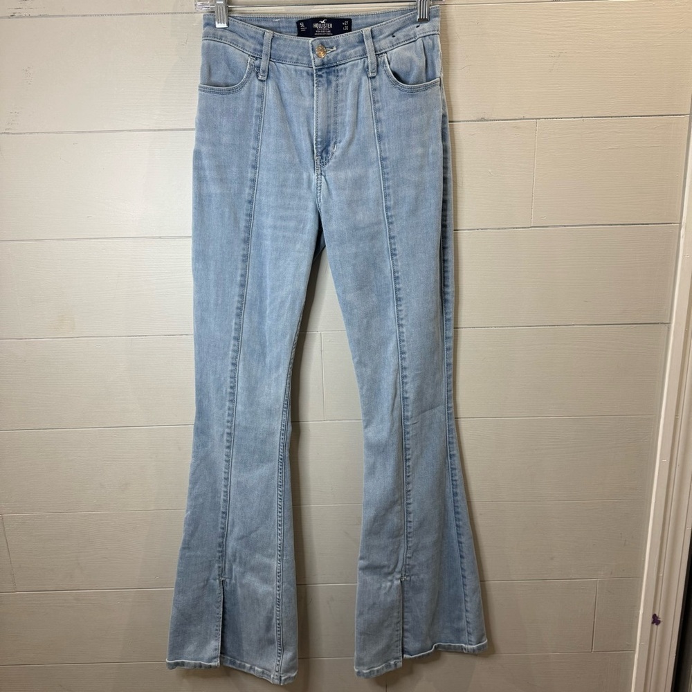 Hollister | Women's Light Blue Flared Jeans Y2K Size 27